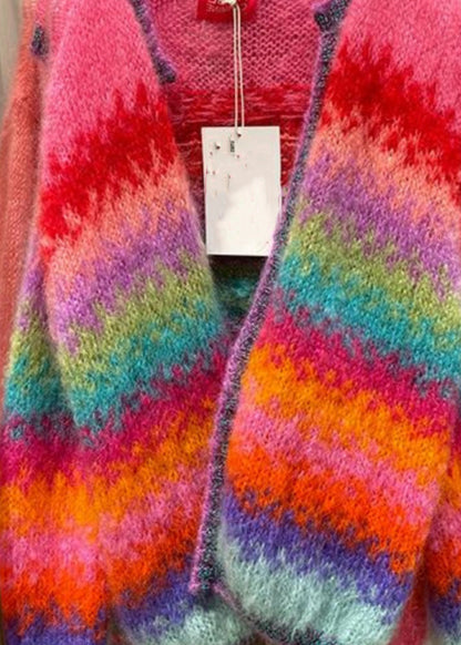 Cardigans en tricot confortables à col en V multicolores élégants pour l'automne WO029