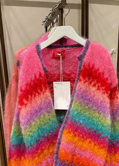 Cardigans en tricot confortables à col en V multicolores élégants pour l'automne WO029