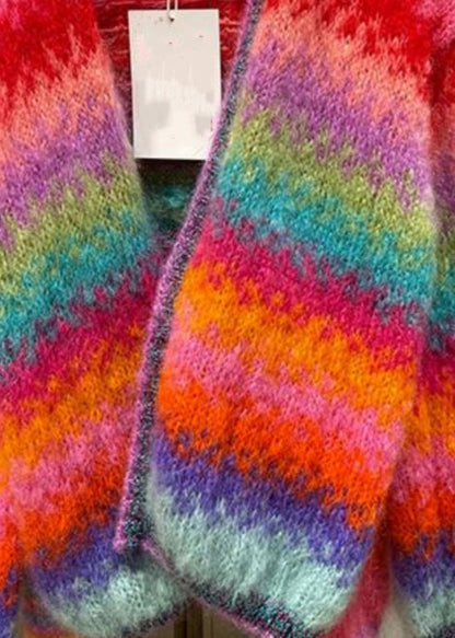 Cardigans en tricot confortables à col en V multicolores élégants pour l'automne WO029