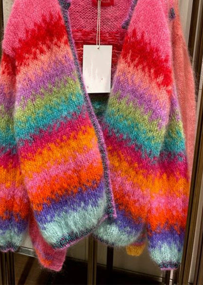 Cardigans en tricot confortables à col en V multicolores élégants pour l'automne WO029