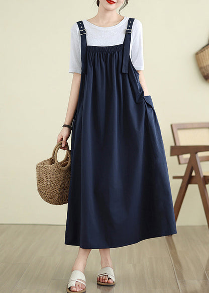 Cami Großes Kleid Lose Extra Saum Navy Sommer Stilvoll