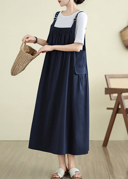 Cami Großes Kleid Lose Extra Saum Navy Sommer Stilvoll