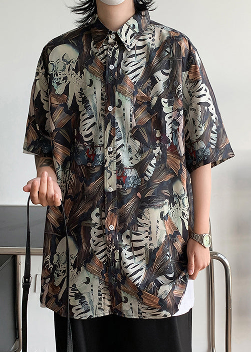 Pan Herren Hemden Stilvolle Kragen Taschen Halb Peter Baumwolle