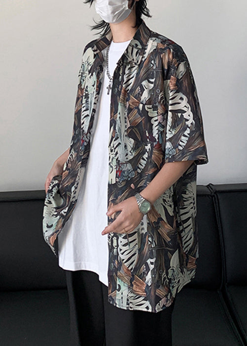 Pan Herren Hemden Stilvolle Kragen Taschen Halb Peter Baumwolle