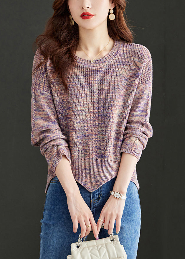 Stylish Pink O Neck Cozy Wool Knit Sweaters Fall QS026