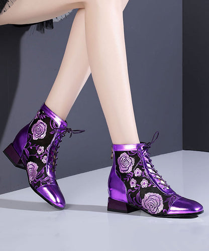 Bottes épaisses à lacets violettes élégantes en maille respirante RT1077