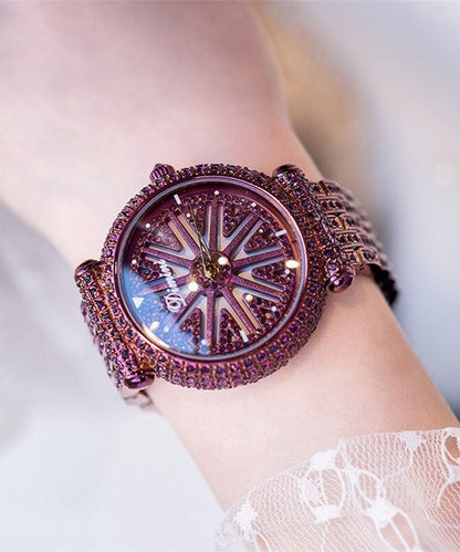 Montre élégante en alliage de titane violet avec cristal Hardlex étanche AB1096