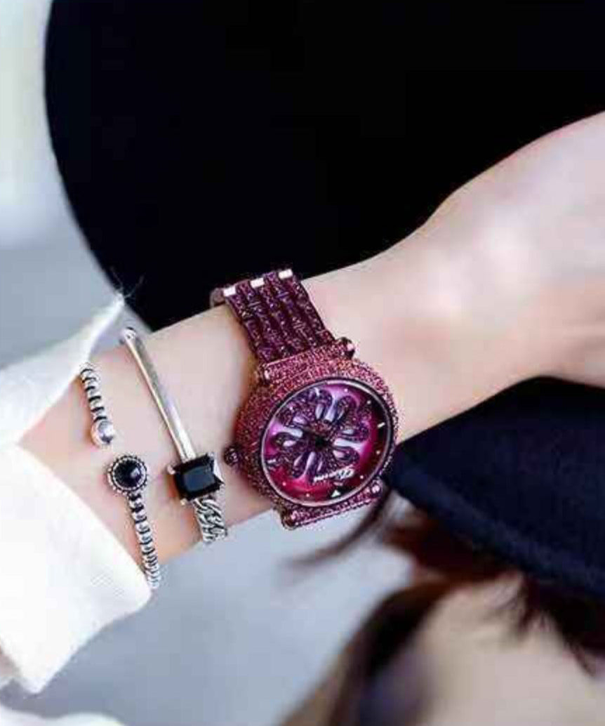 Stylish Purple Titanium Alloy Hardlex Crystal Waterproof Watch AB1096