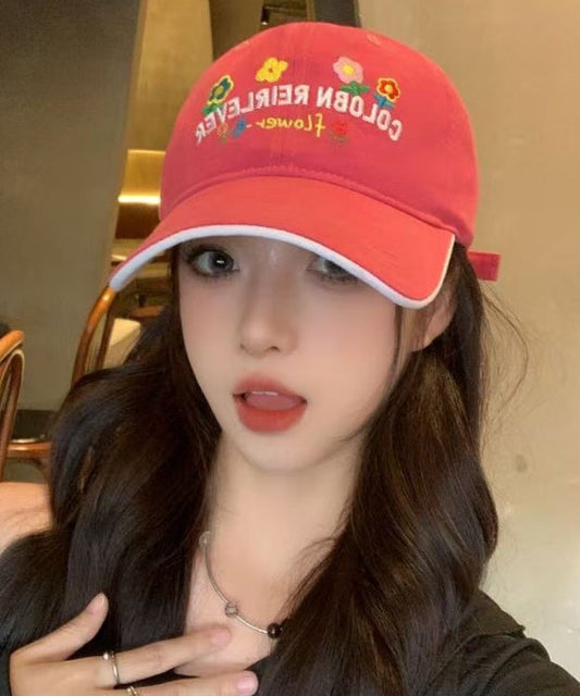 Cap Baseball Hat Embroidered Red Stylish Versatile