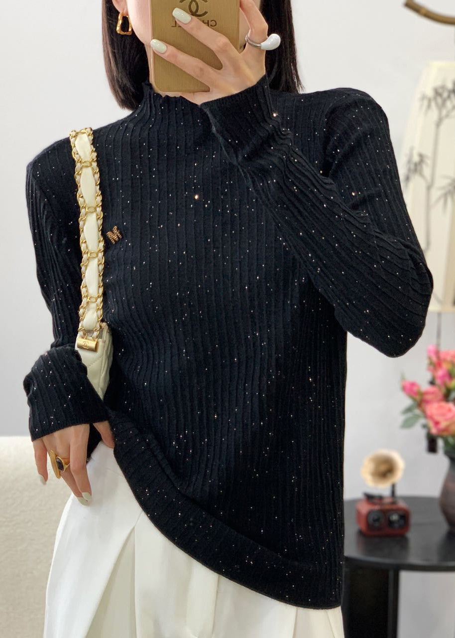 Stylish Red O Neck Sequins Wool Knit Sweater Fall QG003