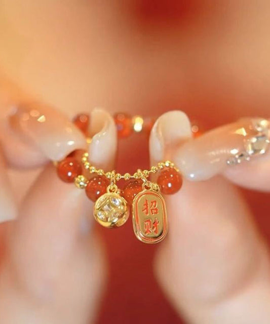 Ensemble de deux bagues élégantes en argent sterling rouge avec cristal surdoré KX1036