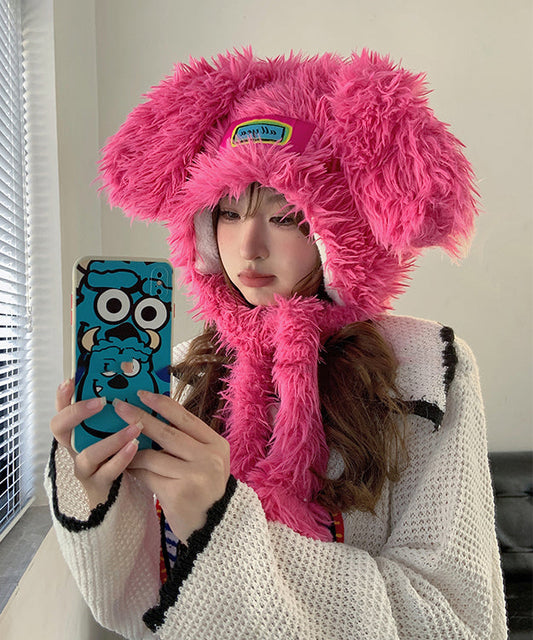 Bonnet Bonnie élégant, chaud et moelleux, doublé de laine rose RS002