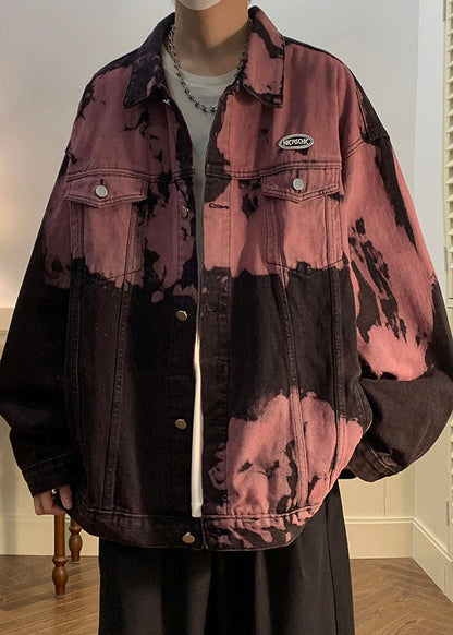 Red Fall Herren Gummi Krawatte Taschen Denim Dye Stilvolle Mäntel