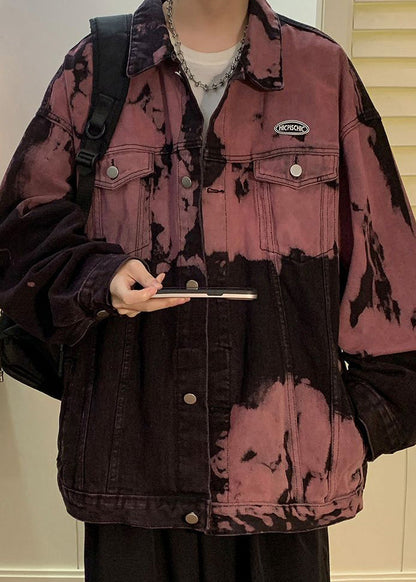 Red Fall Herren Gummi Krawatte Taschen Denim Dye Stilvolle Mäntel