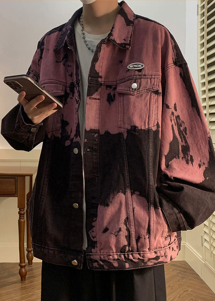 Red Fall Herren Gummi Krawatte Taschen Denim Dye Stilvolle Mäntel