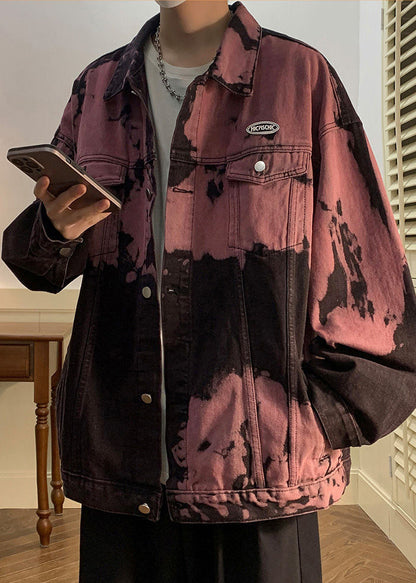 Red Fall Herren Gummi Krawatte Taschen Denim Dye Stilvolle Mäntel