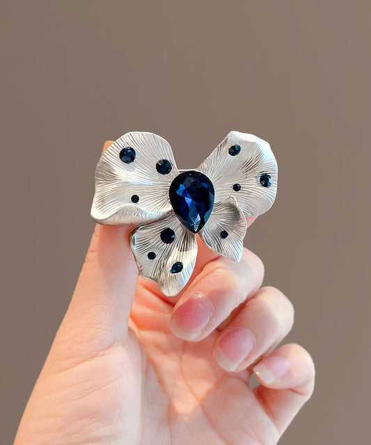 Broche papillon élégante en alliage de soie et cristal RA040