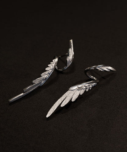 Stylish Silk Sterling Silver Wing Drop Earrings GH1035