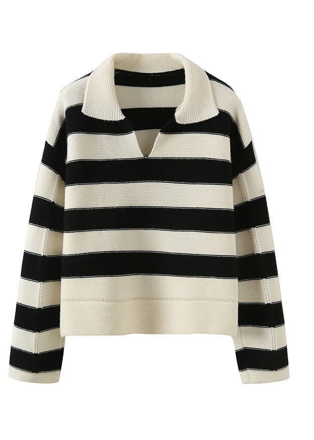 Stylish Striped Peter Pan Collar Hollow Out Knit Men Sweaters Fall QF036