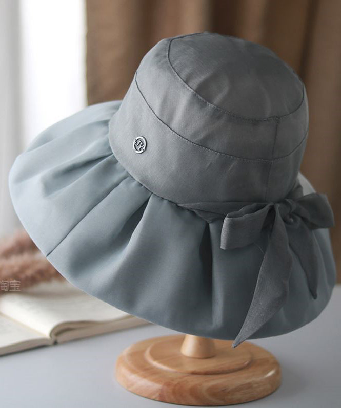 Chapeau bob élégant et polyvalent à nœud beige froissé II047