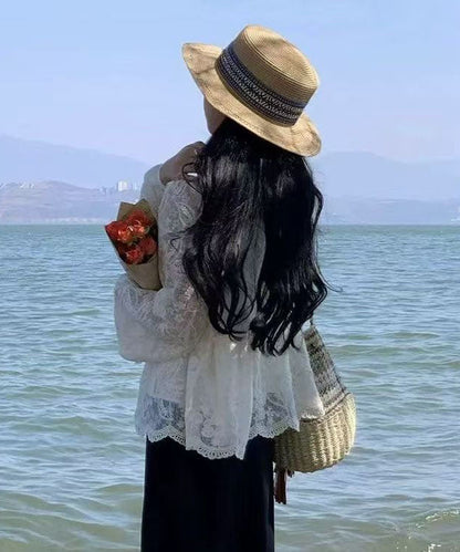 Khakifarbener Glockenhut aus Stroh, stilvoll, vielseitig gewebt