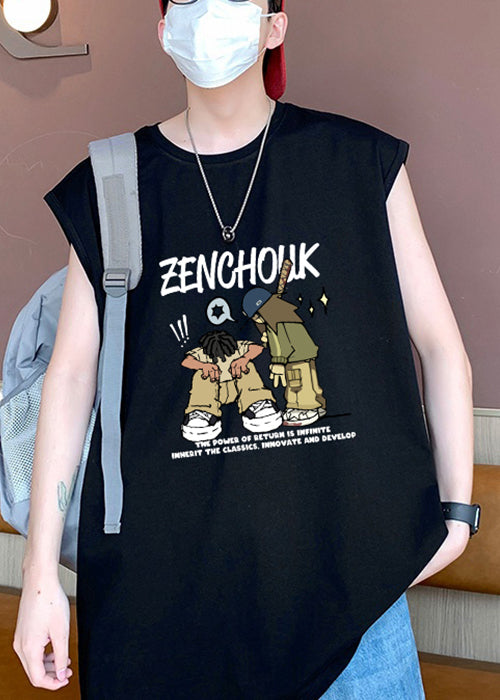 T-shirt d'été élégant en coton blanc imprimé pour homme, col rond