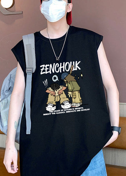 T-shirt d'été élégant en coton blanc imprimé pour homme, col rond