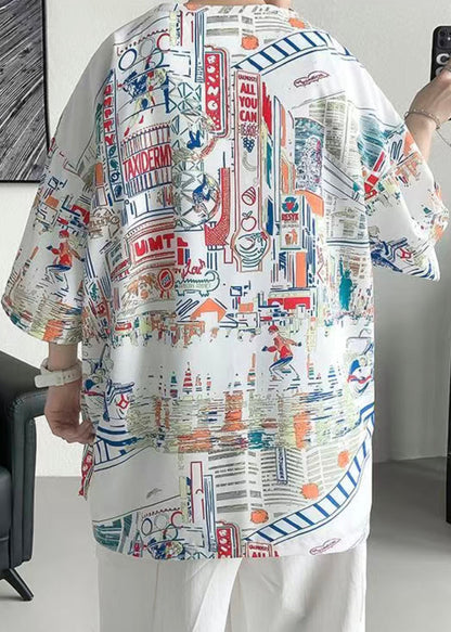 Print Shirts Design T Mens White Cotton Half Original Stylish