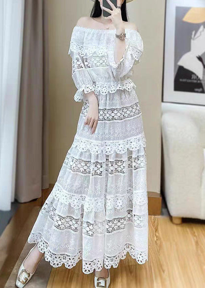 Ensemble deux pièces papillon à col blanc et dentelle élégante et ajourée
