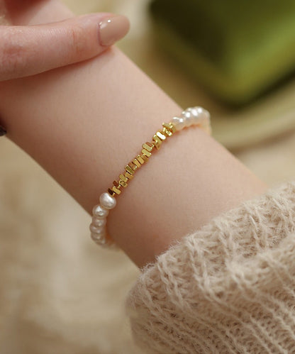 Bracelet à breloques élégant en alliage d'argent sterling blanc avec perles et pompons, ensemble de deux pièces WF005