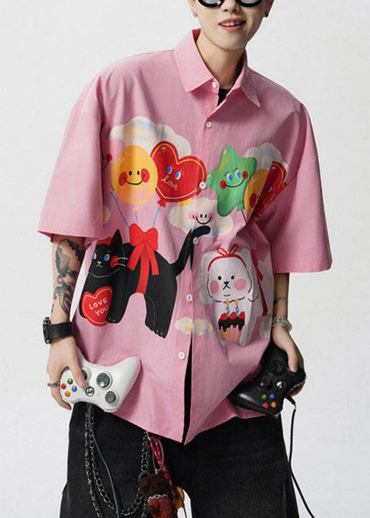 Herren Button Stilvolle gelbe Kragen Hemden Baumwolle Peter Pan Print