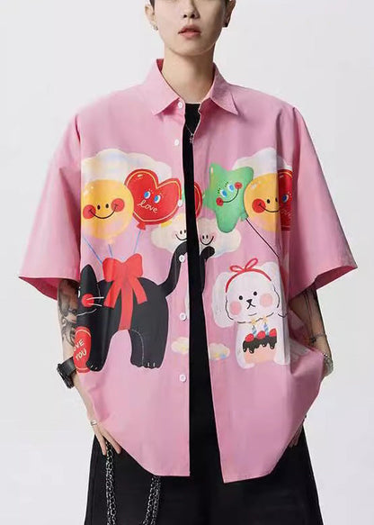 Herren Button Stilvolle gelbe Kragen Hemden Baumwolle Peter Pan Print