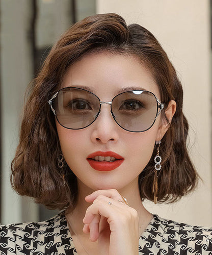 Lunettes de soleil d'été marron à grand visage changeant de couleur XS1059