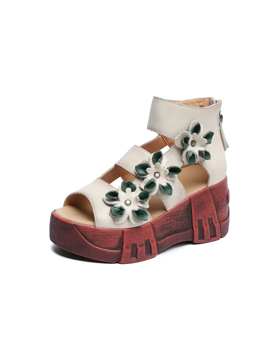 Summer Holiday Flower Platform Sandals Ada Fashion