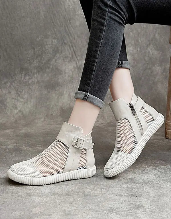 Summer Soft Leather Mesh Sandals Boots Ada Fashion