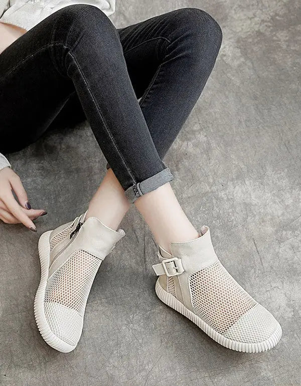 Summer Soft Leather Mesh Sandals Boots Ada Fashion