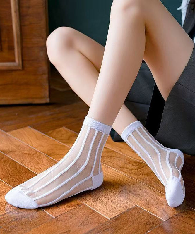 Summer Thin Jacquard Transparent Mesh Mid Length Socks KJ045