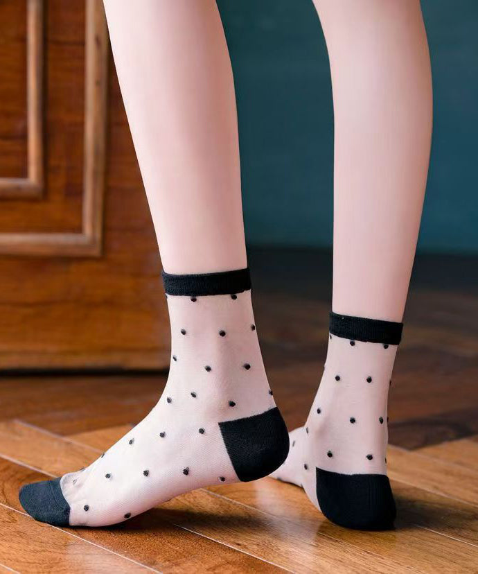 Summer Thin Jacquard Transparent Mesh Mid Length Socks KJ045