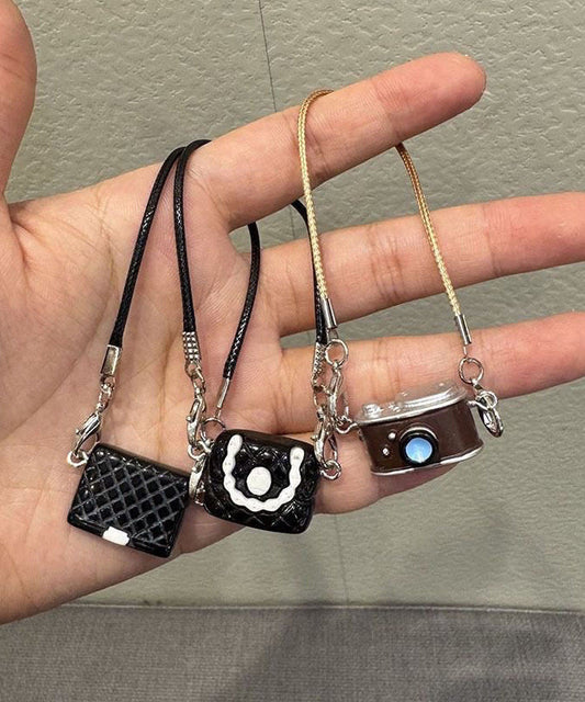 Black Keychains Camera Bag Set Alloy Three-Piece Unique