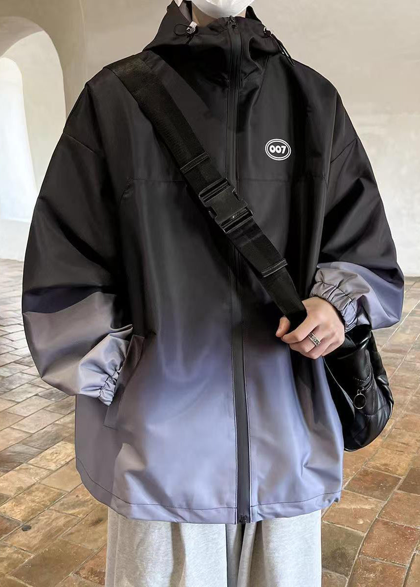 Mantel Schwarz Taschen Gradienten Männer Einzigartige Baumwolle Farbe