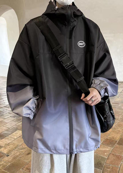 Mantel Schwarz Taschen Gradienten Männer Einzigartige Baumwolle Farbe