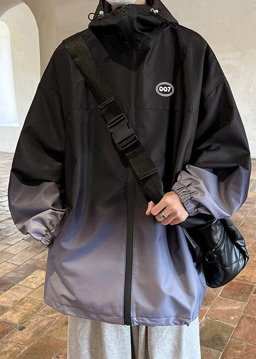 Mantel Schwarz Taschen Gradienten Männer Einzigartige Baumwolle Farbe