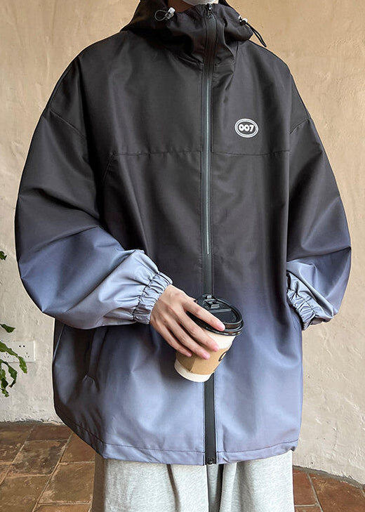 Mantel Schwarz Taschen Gradienten Männer Einzigartige Baumwolle Farbe