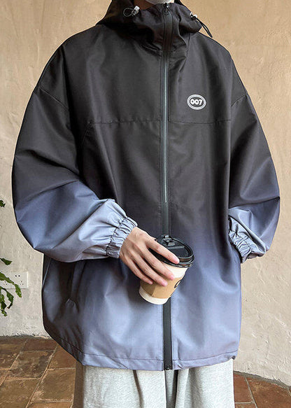 Mantel Schwarz Taschen Gradienten Männer Einzigartige Baumwolle Farbe