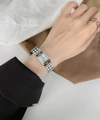 Kristall Schwarz Uhren Leder Zirkon Perle Hardlex Einzigartig