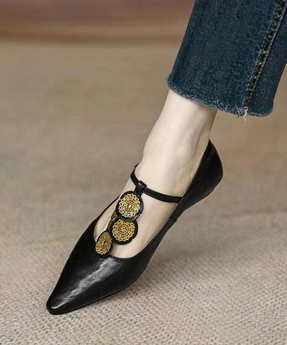 Escarpins compensés marron uniques à bout pointu et bride à boucle AH672