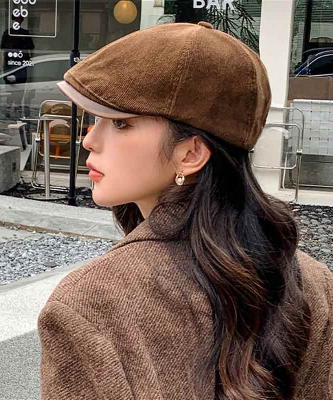 Coffee Fashion Hat Corduroy Unique Versatile Breton