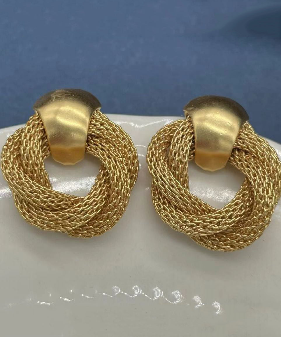 Unique Gold Sterling Silver Overgild Hoop Earrings Three Piece Set DF1017