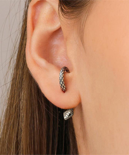 Sterling Overgild Earrings Stud Gold Serpentine Unique Silver