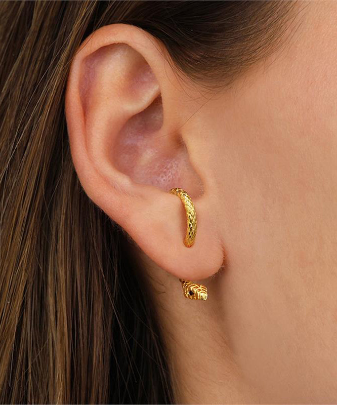 Sterling Overgild Earrings Stud Gold Serpentine Unique Silver
